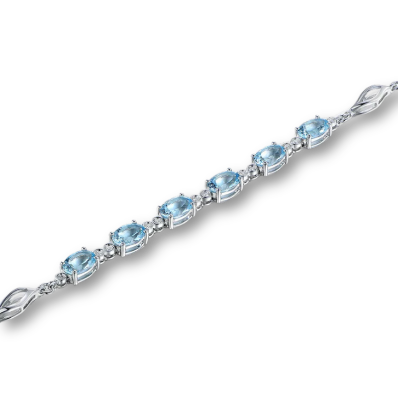 925 Sterling Silver Bracelet Sapphire Stil Armband - 18cm