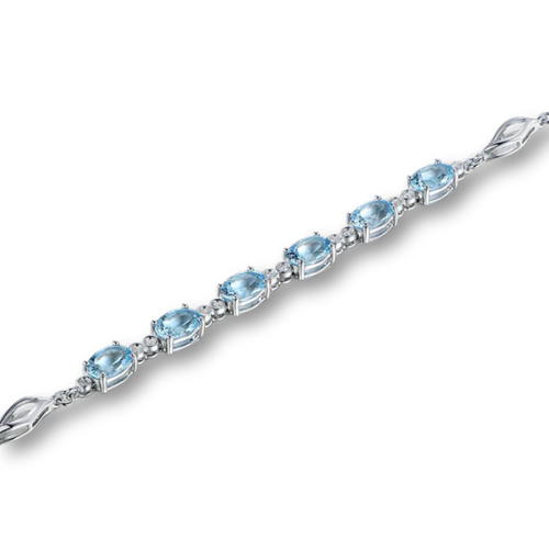 925 Sterling Silver Bracelet Sapphire Stil Armband - 18cm
