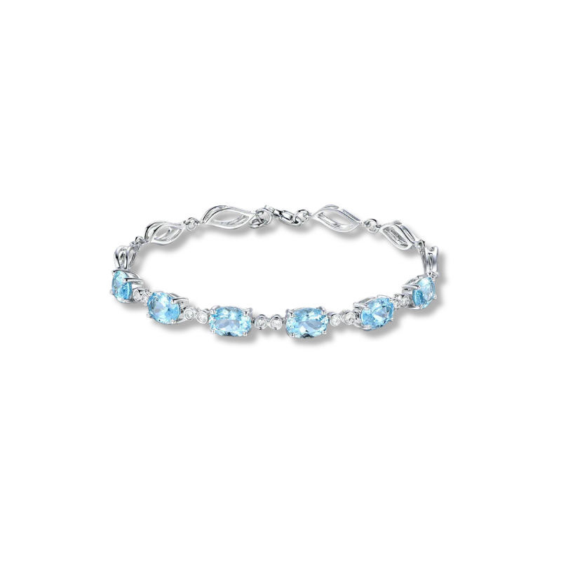 925 Sterling Silver Bracelet Sapphire Stil Armband - 18cm