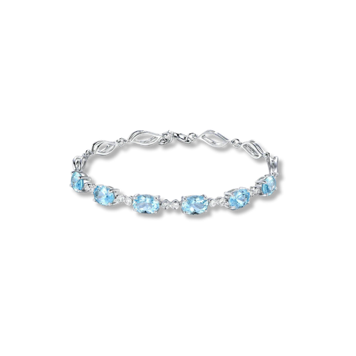 925 Sterling Silver Bracelet Sapphire Stil Armband - 18cm