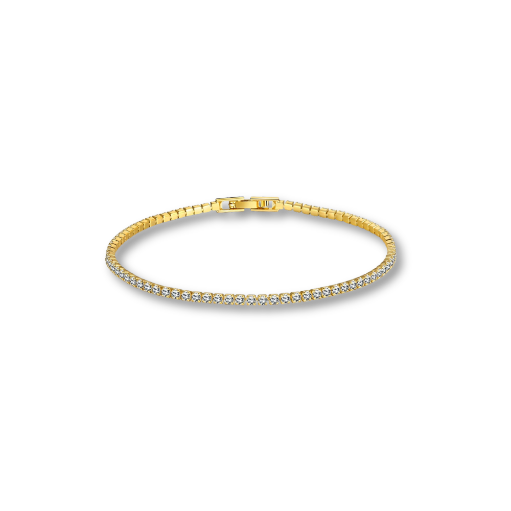 Gold Tennisarmband mit funkelnden Zirkonia Kristallen