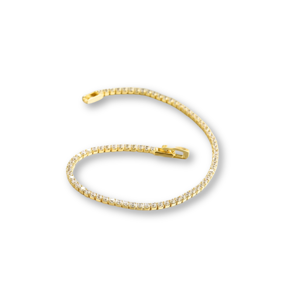 Gold Tennisarmband mit funkelnden Zirkonia Kristallen