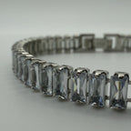 Elegantes 925 Sterling Silber Armband mit Kristallen - 18cm