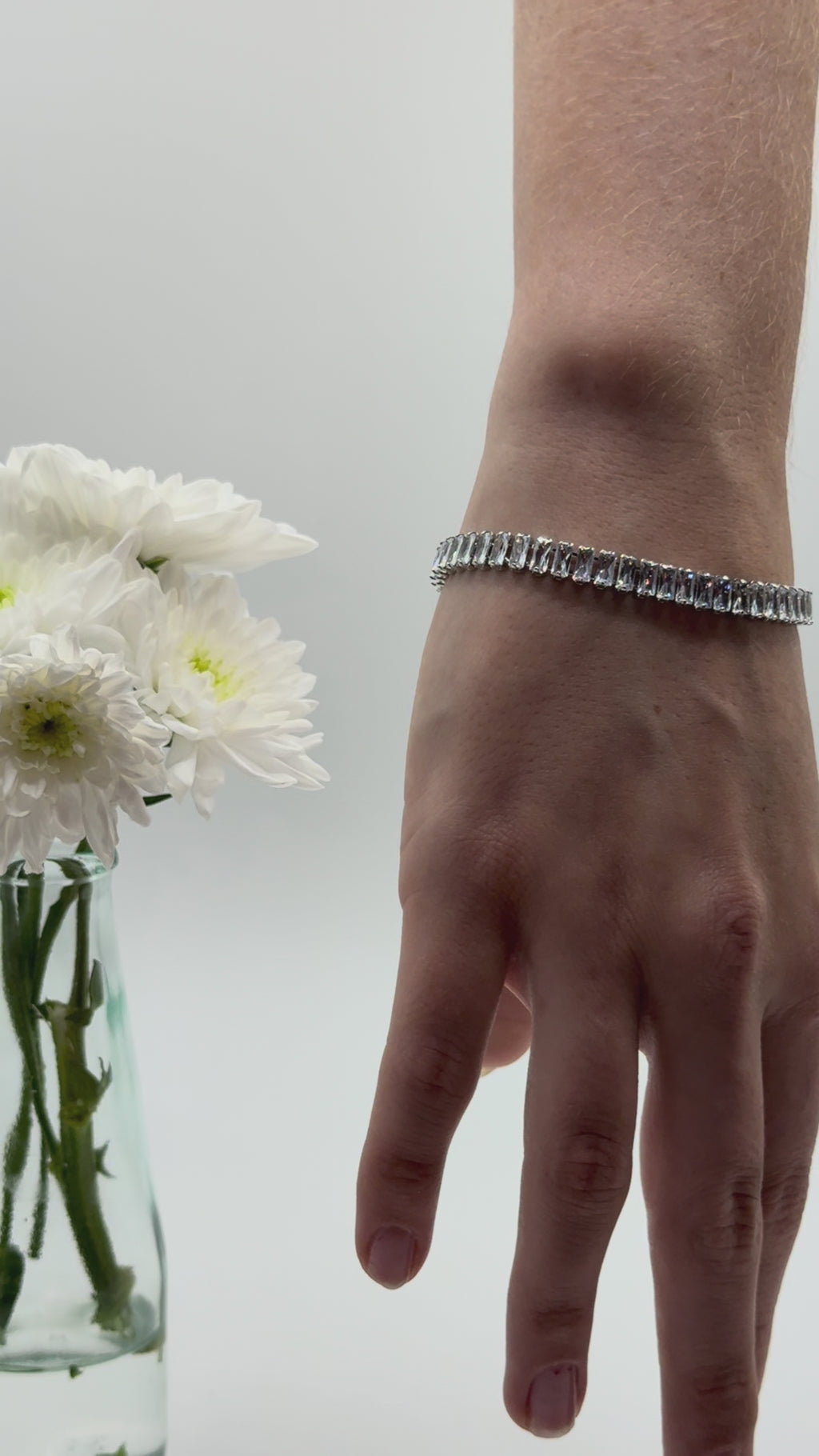 Elegantes 925 Sterling Silber Armband mit Kristallen - 18cm