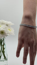 Elegantes 925 Sterling Silber Armband mit Kristallen - 18cm